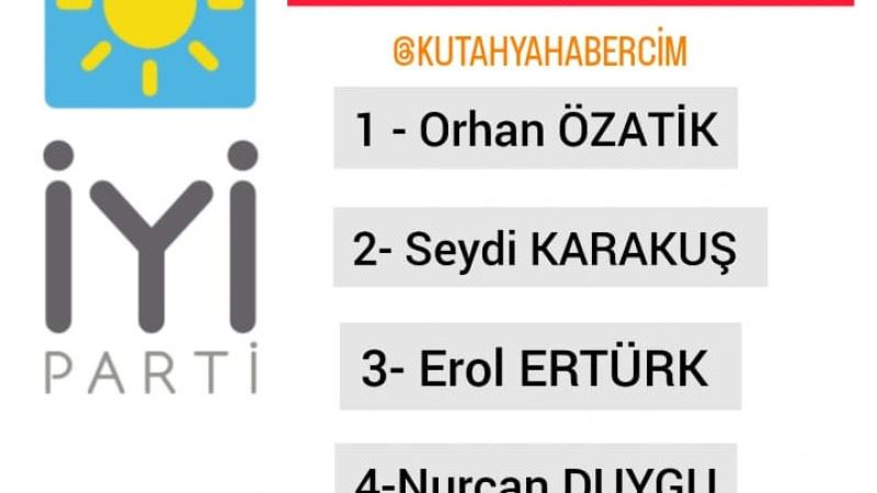 İYİ PARTİ 28. DÖNEM KÜTAHYA MİLLETVEKİL ADAYLARI 